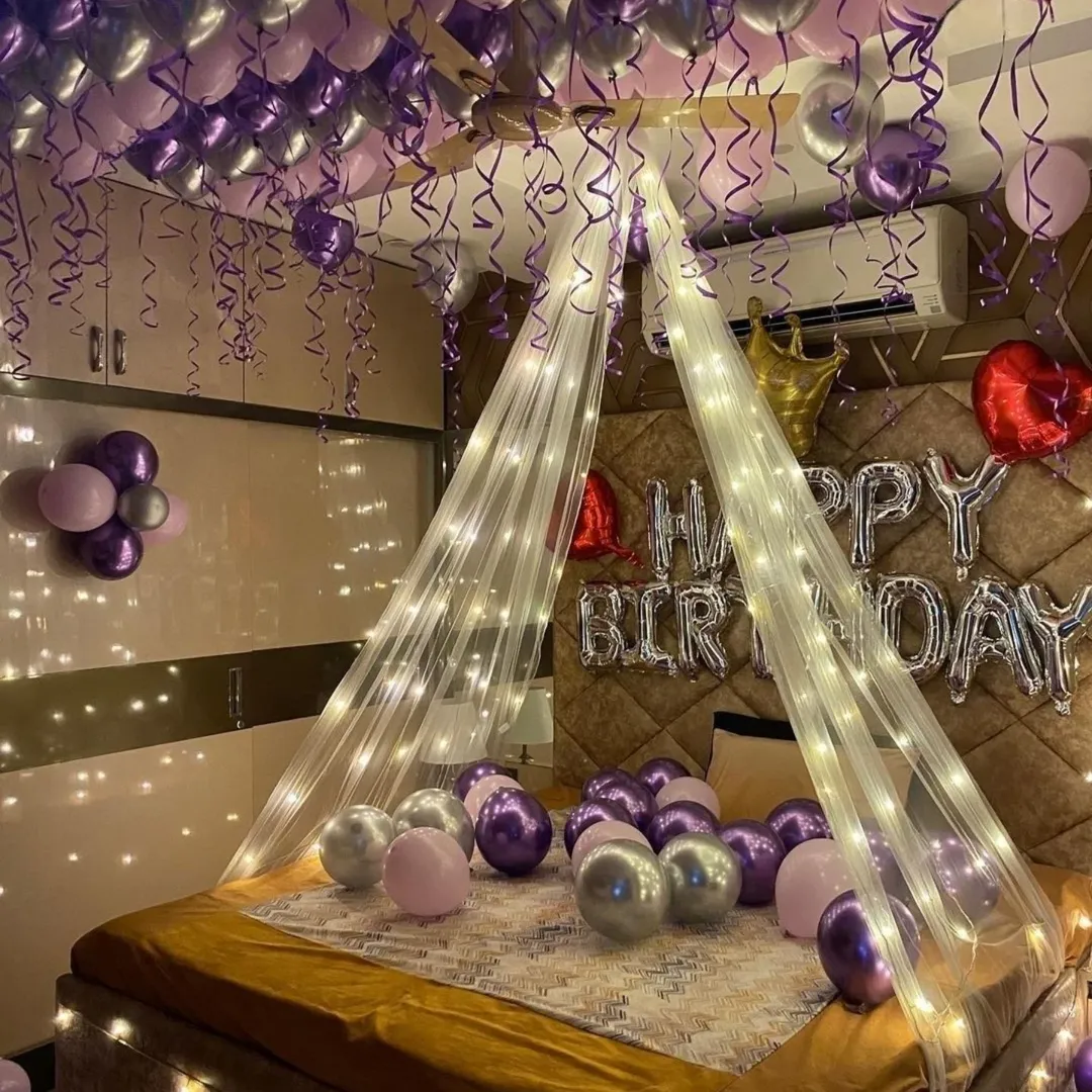 Purple Dreams Fairy-Light Canopy Room