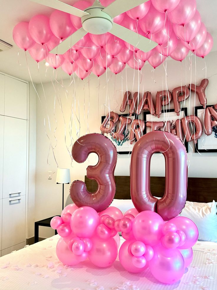 Pink Milestone Number Birthday Room