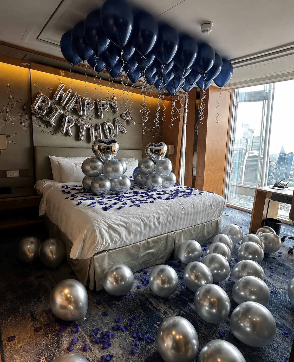 Navy & Silver Chrome Birthday Room