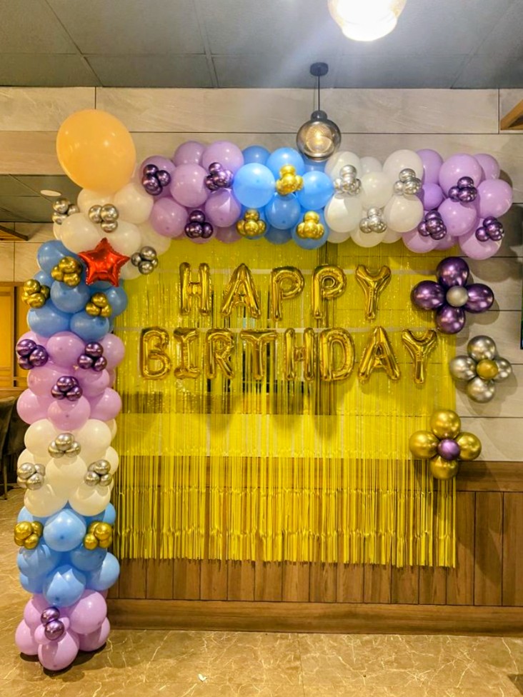 Purple, Blue & Lilac Restaurant Birthday Arch