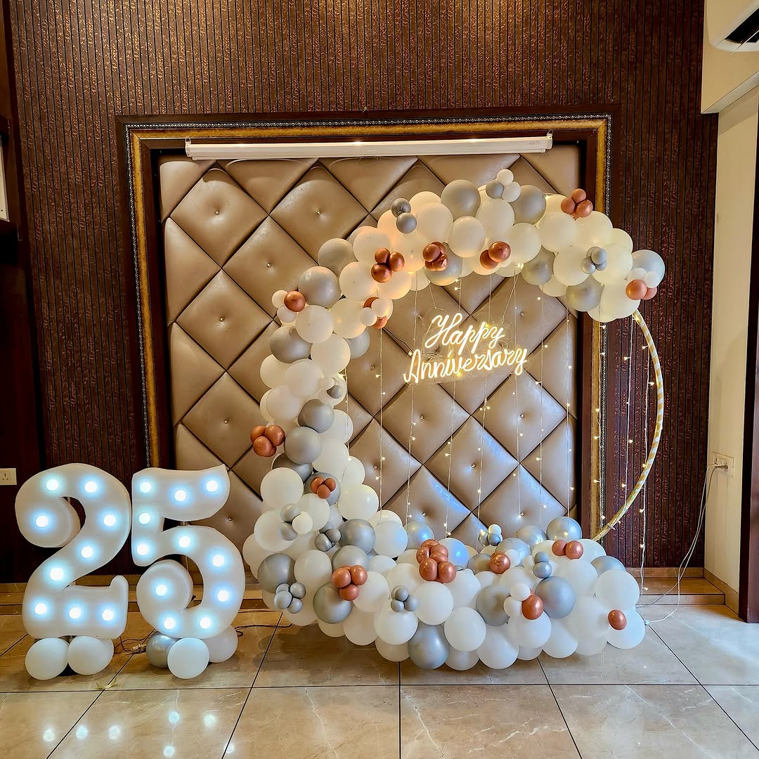 25th Rose-Gold Tufted Frame Setup