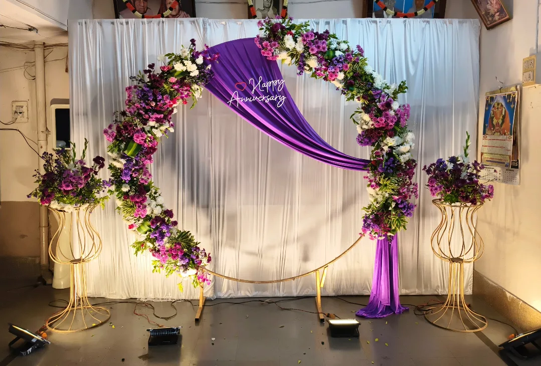 Purple Floral Ring Anniversary Arch