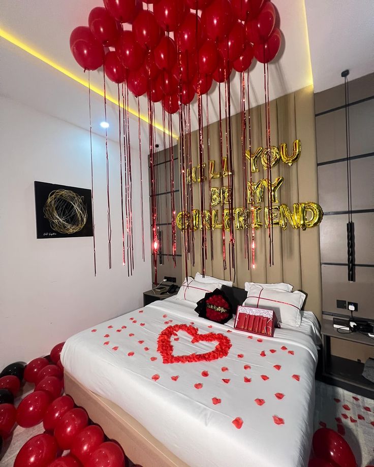'Will You Be My Girlfriend' Red & Gold Room