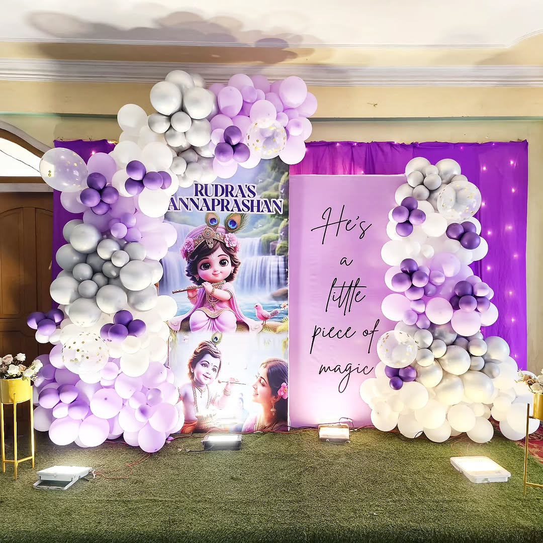 Purple Personalised Annaprashan Backdrop