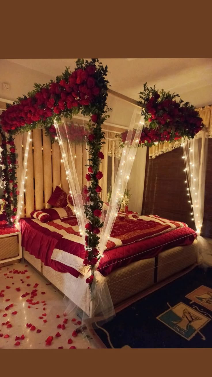 Royal Red Rose Canopy First Night Room