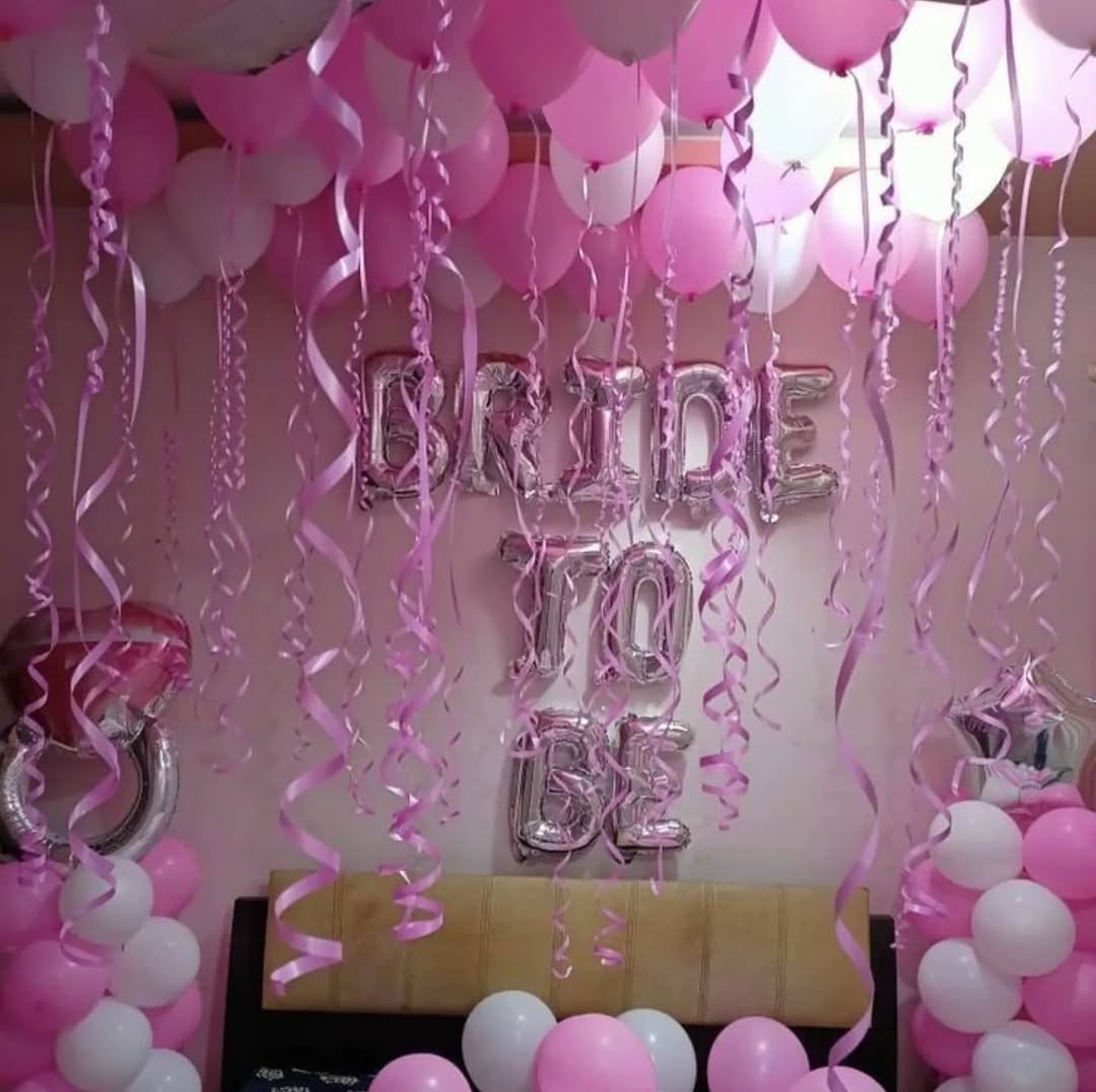 Pink Ribbon Ceiling 'BRIDE TO BE' Room Decor