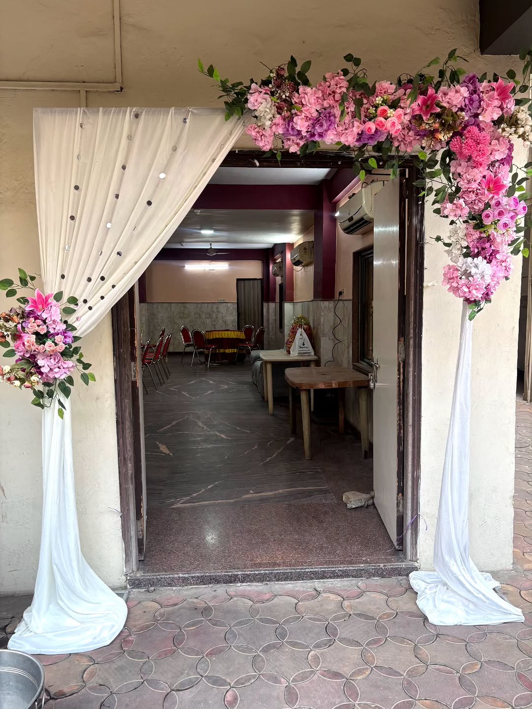 Pink Lily Doorway Engagement Entrance
