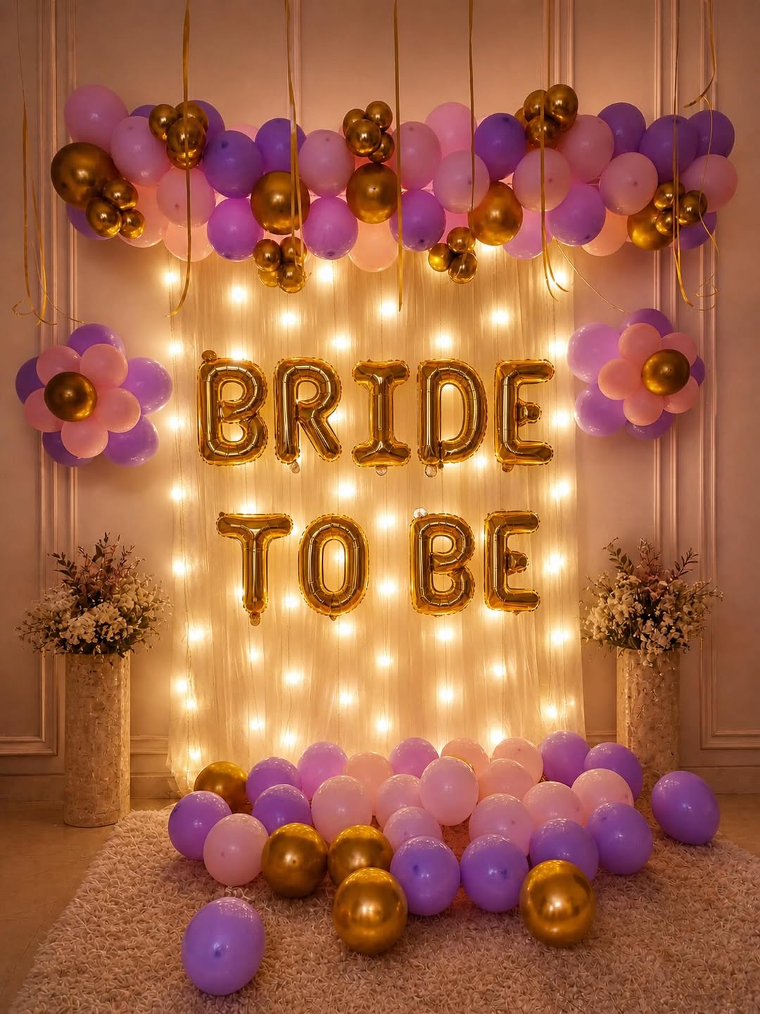 Fairy Light Purple & Pink 'BRIDE TO BE' Wall