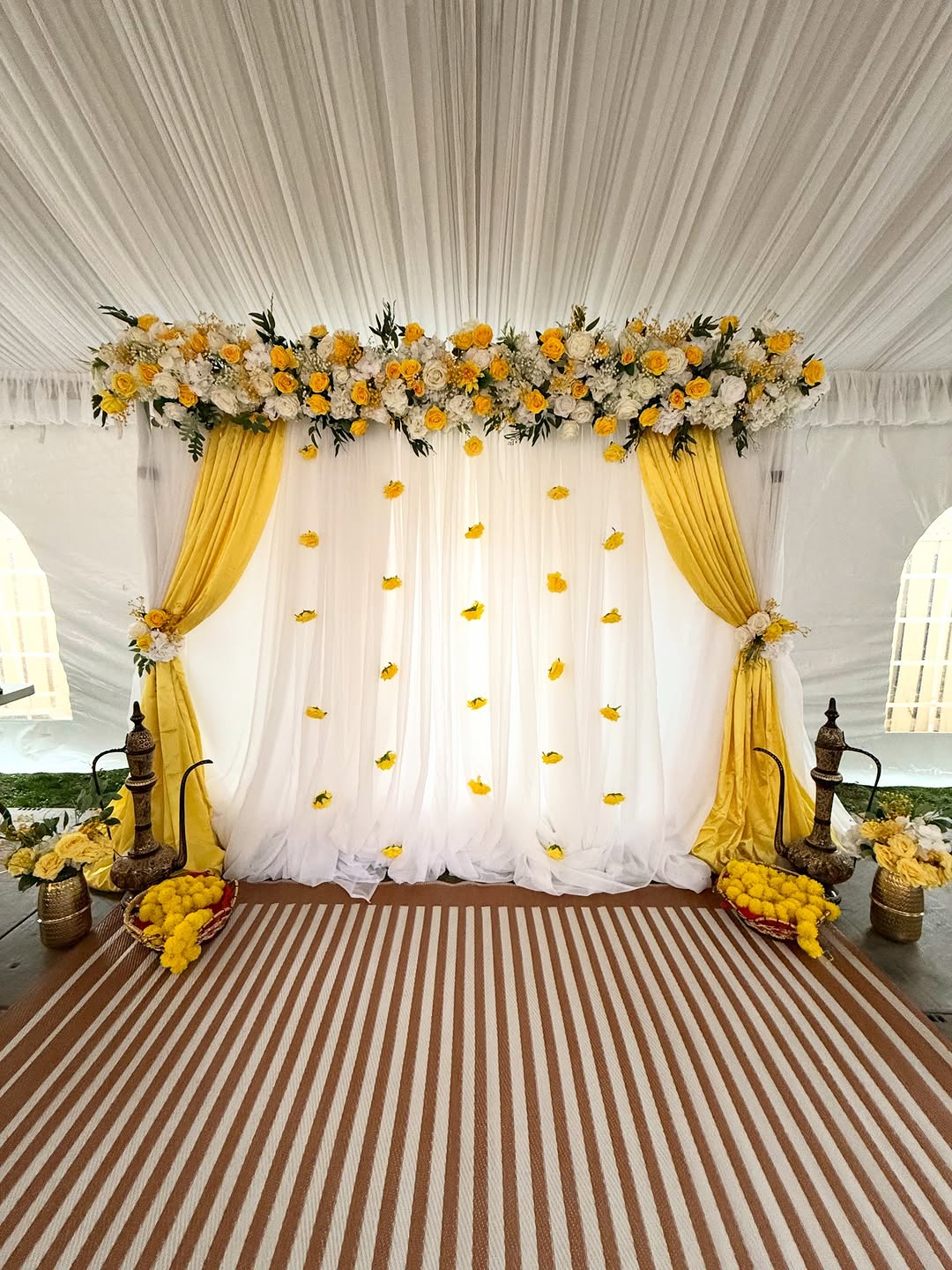 Ivory & Yellow Minimal Haldi Backdrop