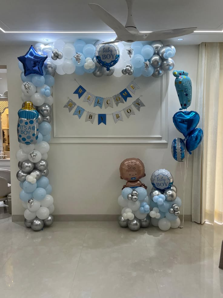 Blue & Silver Chrome Welcome Baby Boy Frame
