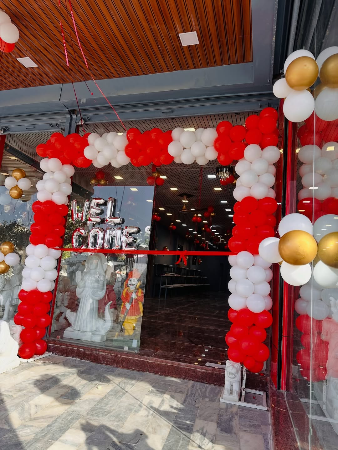 Red, White & Gold Welcome Shopfront Gate