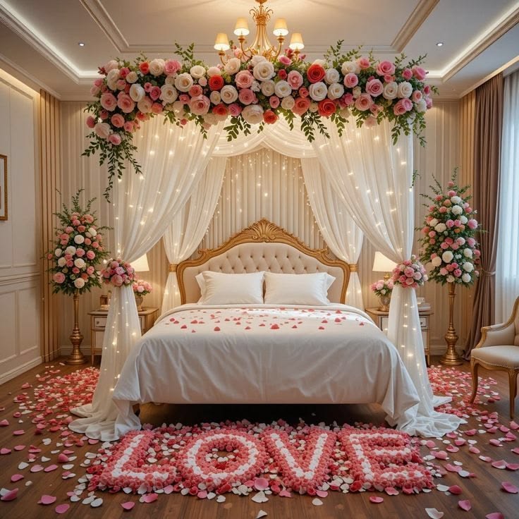 White Floral Chandelier 'LOVE' Suite