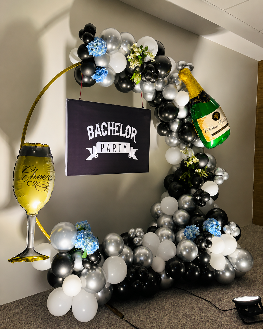 'Bachelor Party' Black & Silver Ring Arch