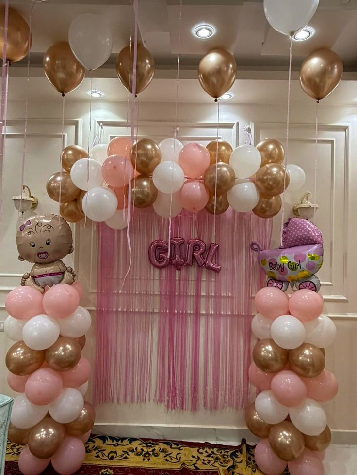 Rose Gold 'Girl' Fringe Curtain Welcome Gate