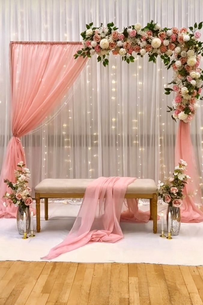 Blush Peach Rose Fairy Curtain Backdrop