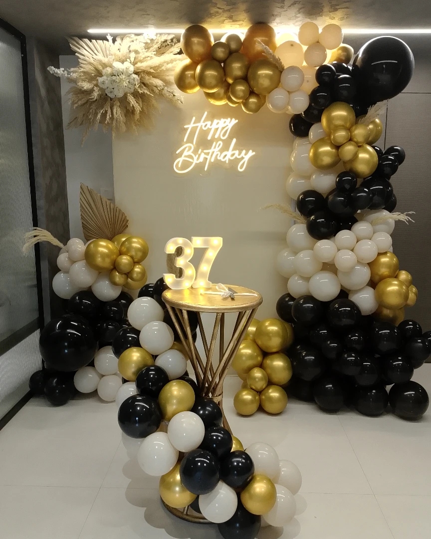 37th Birthday Black, Gold & Pampas