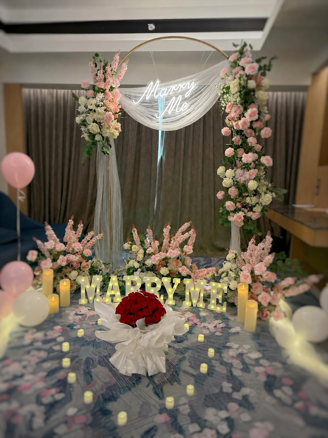 Pastel Floral 'Marry Me' Hoop Proposal