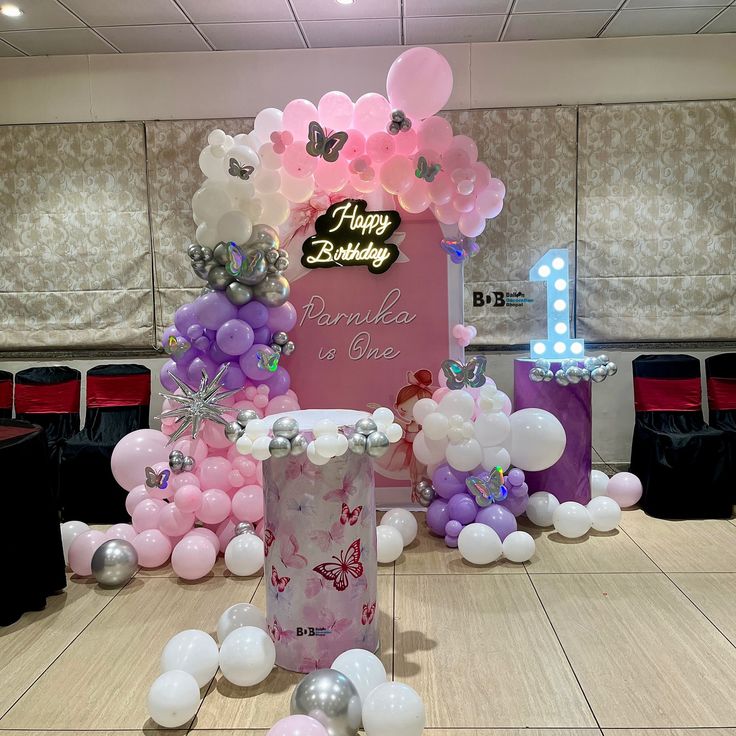Parnika Butterfly Pink & Purple 1st Birthday Arch