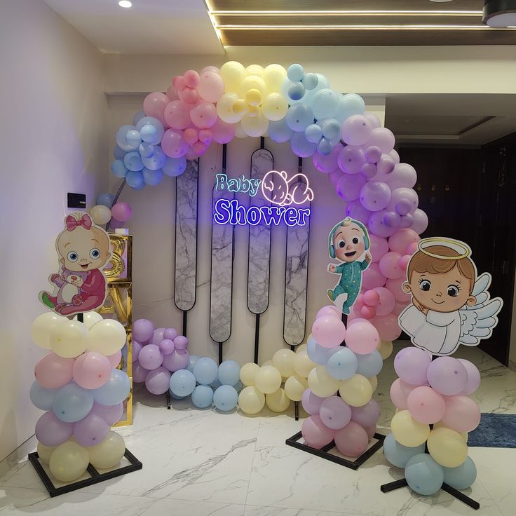 Luxury 'Baby Shower' Pastel Cocomelon Ring with Baby Cartoons