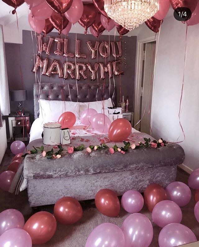 Rose Gold 'Will You Marry Me' Bedroom Surprise