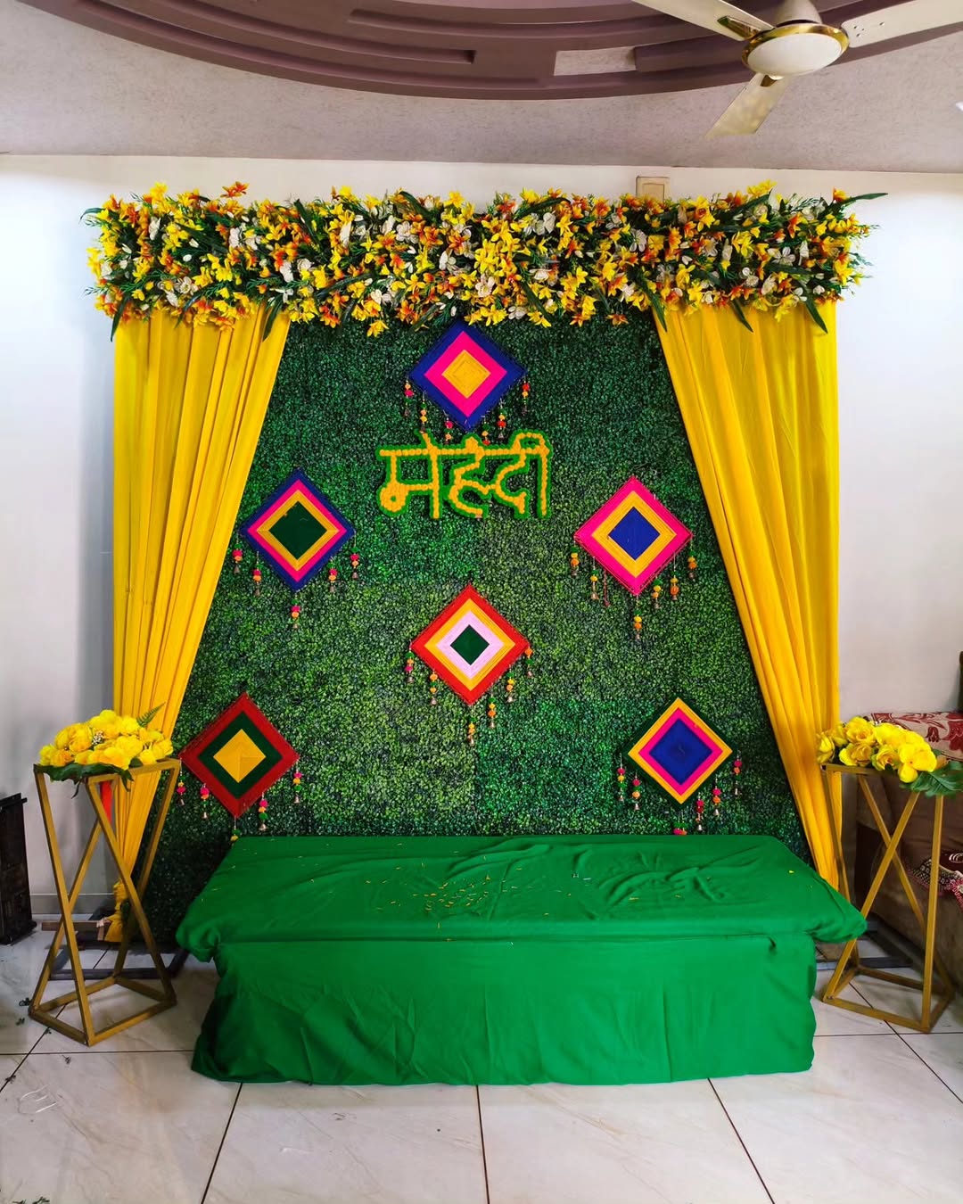Grass Wall Kite Mehendi Backdrop