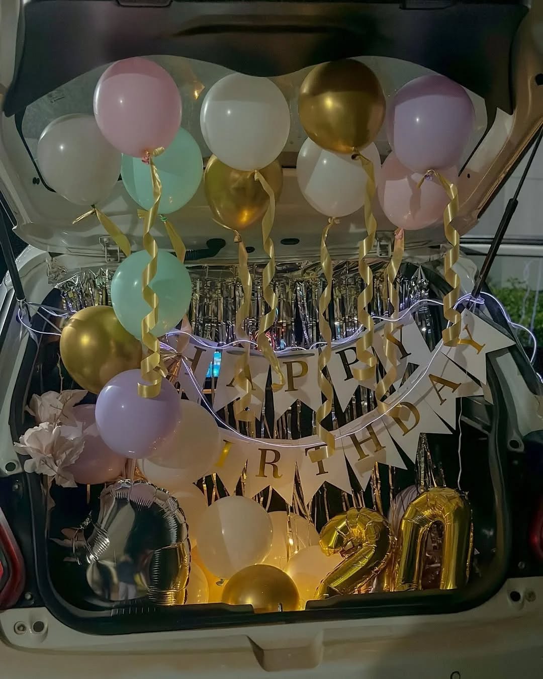 Pastel & Gold Number Fringe Car Boot Decoration