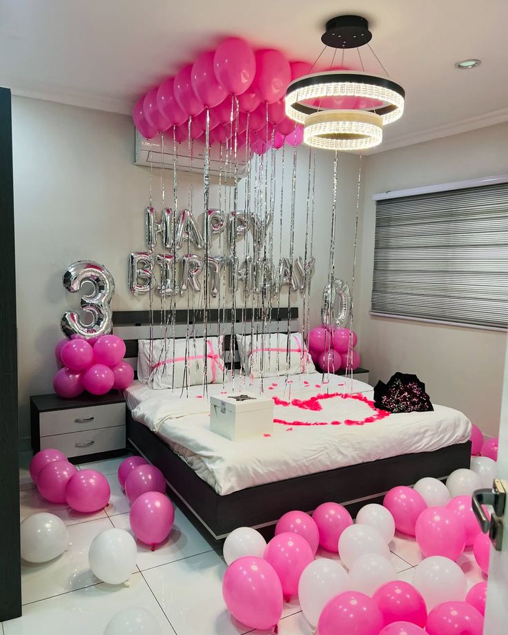 Pink & Silver Number Birthday Bedroom
