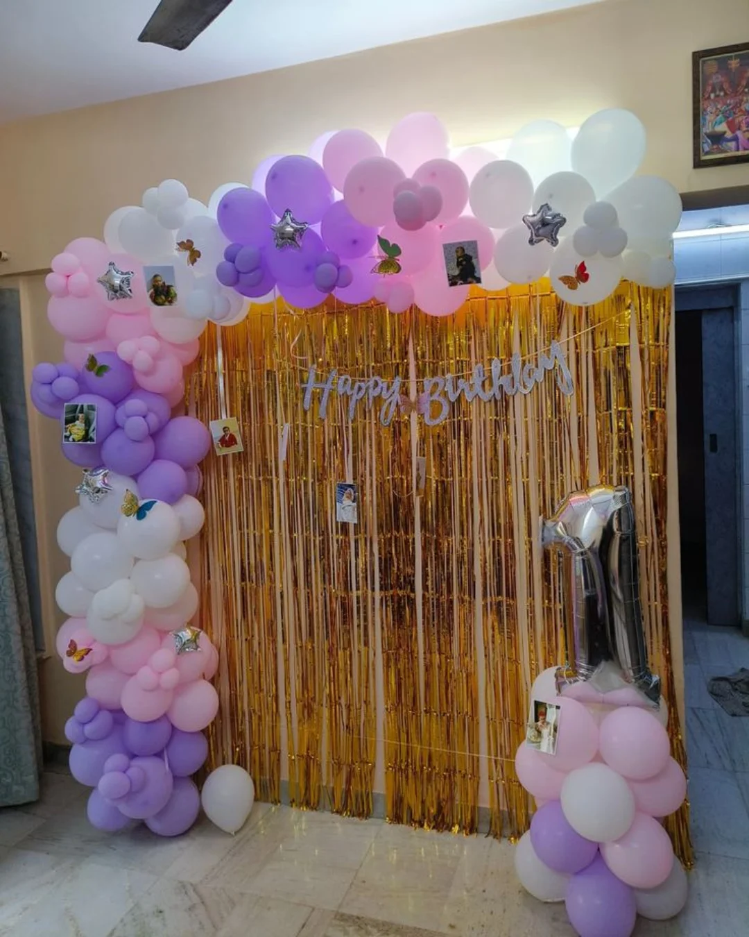 Pastel Butterfly & Gold Curtain 1st Birthday