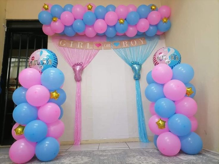 'GIRL or BOY' Pink & Blue Twin Column Entry Arch