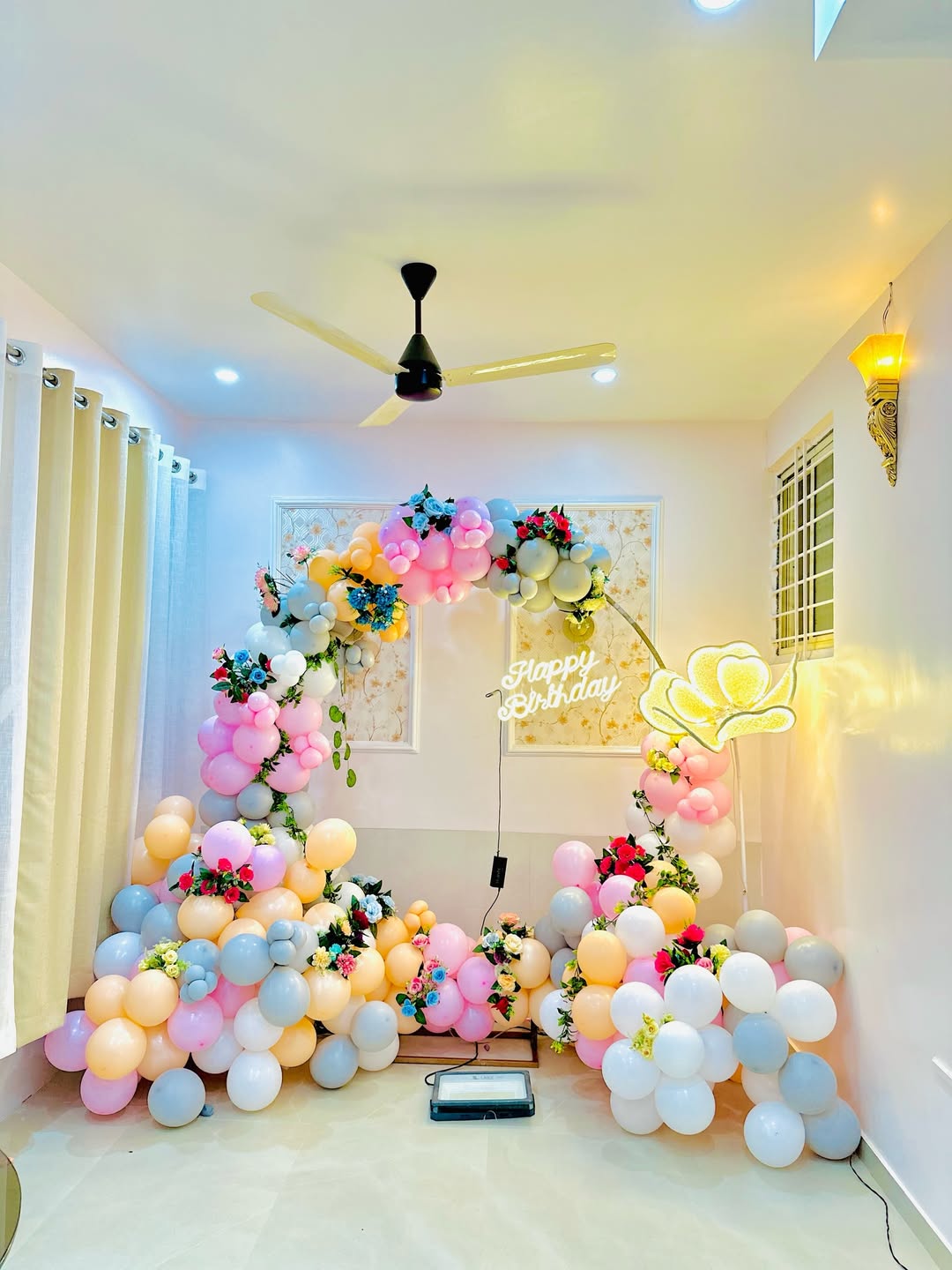 Pastel Floral & Vine Asymmetric Arch