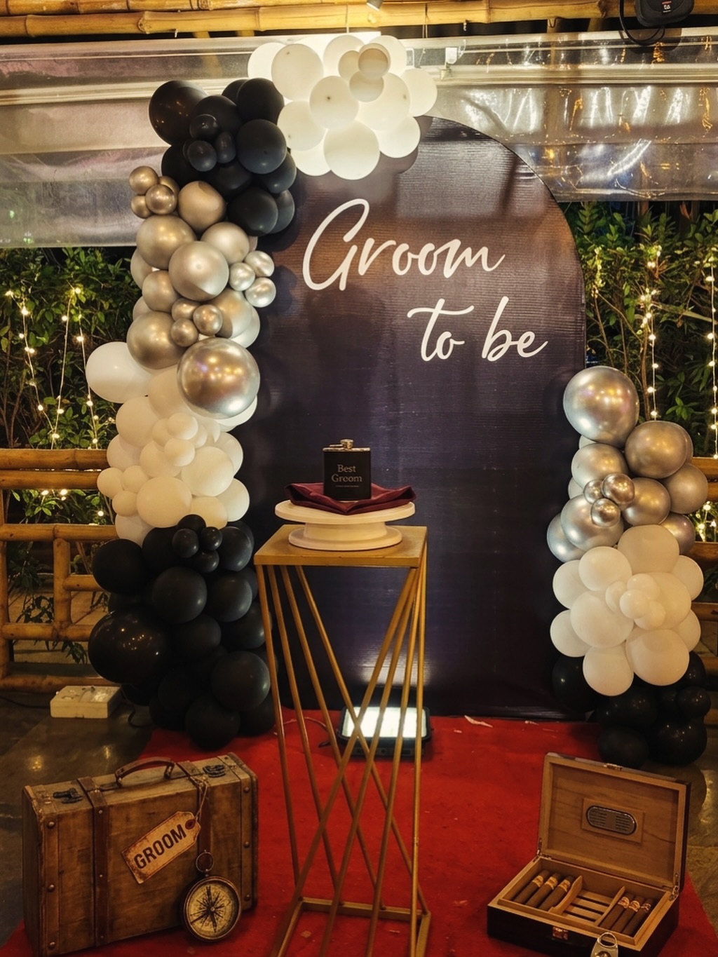 Rustic 'Groom To Be' Backdrop with Props
