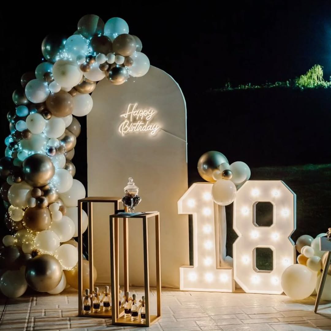 18th Birthday Outdoor Arch with Marquee 18