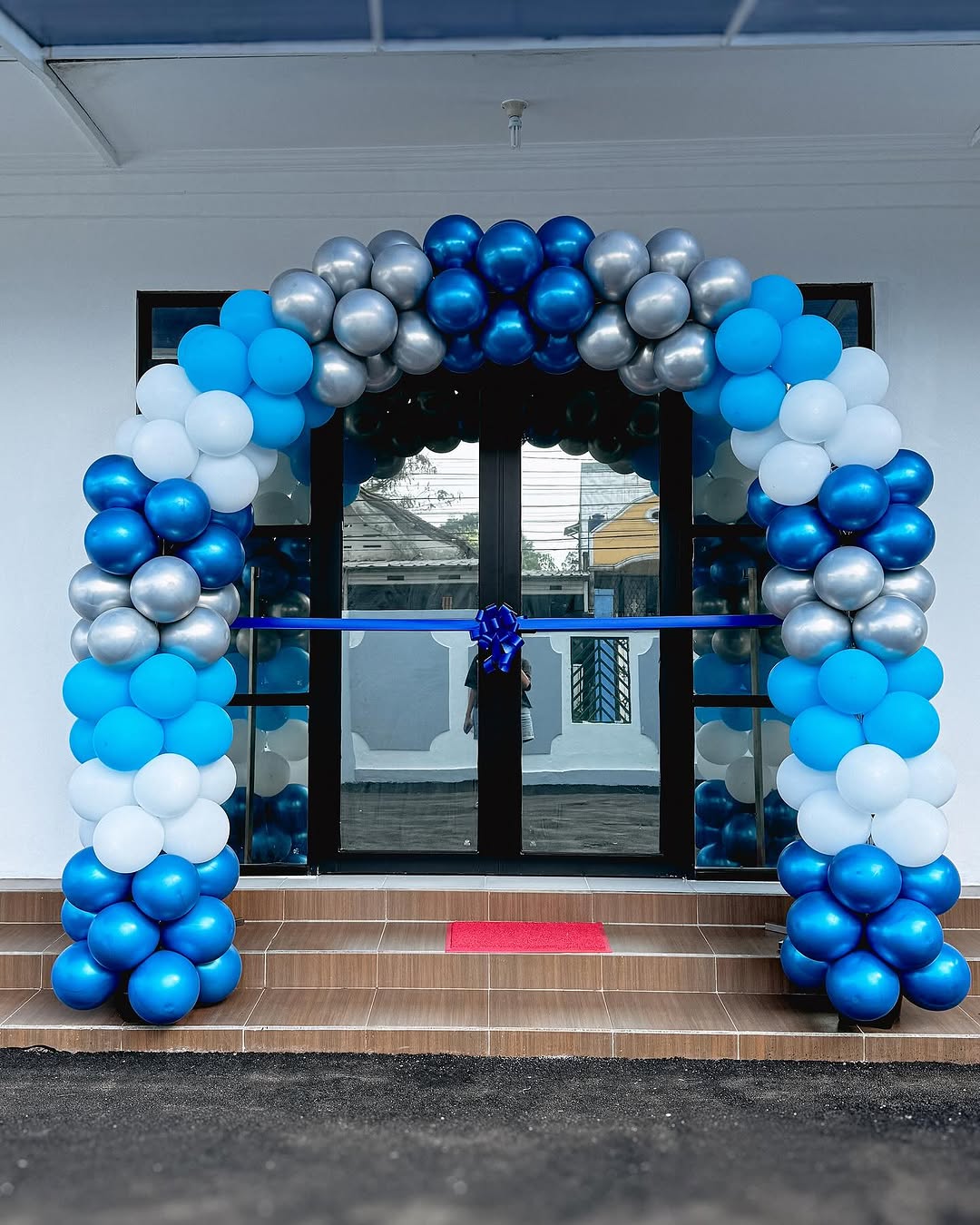Blue, Royal Blue & Silver Ribbon-Cutting Gate