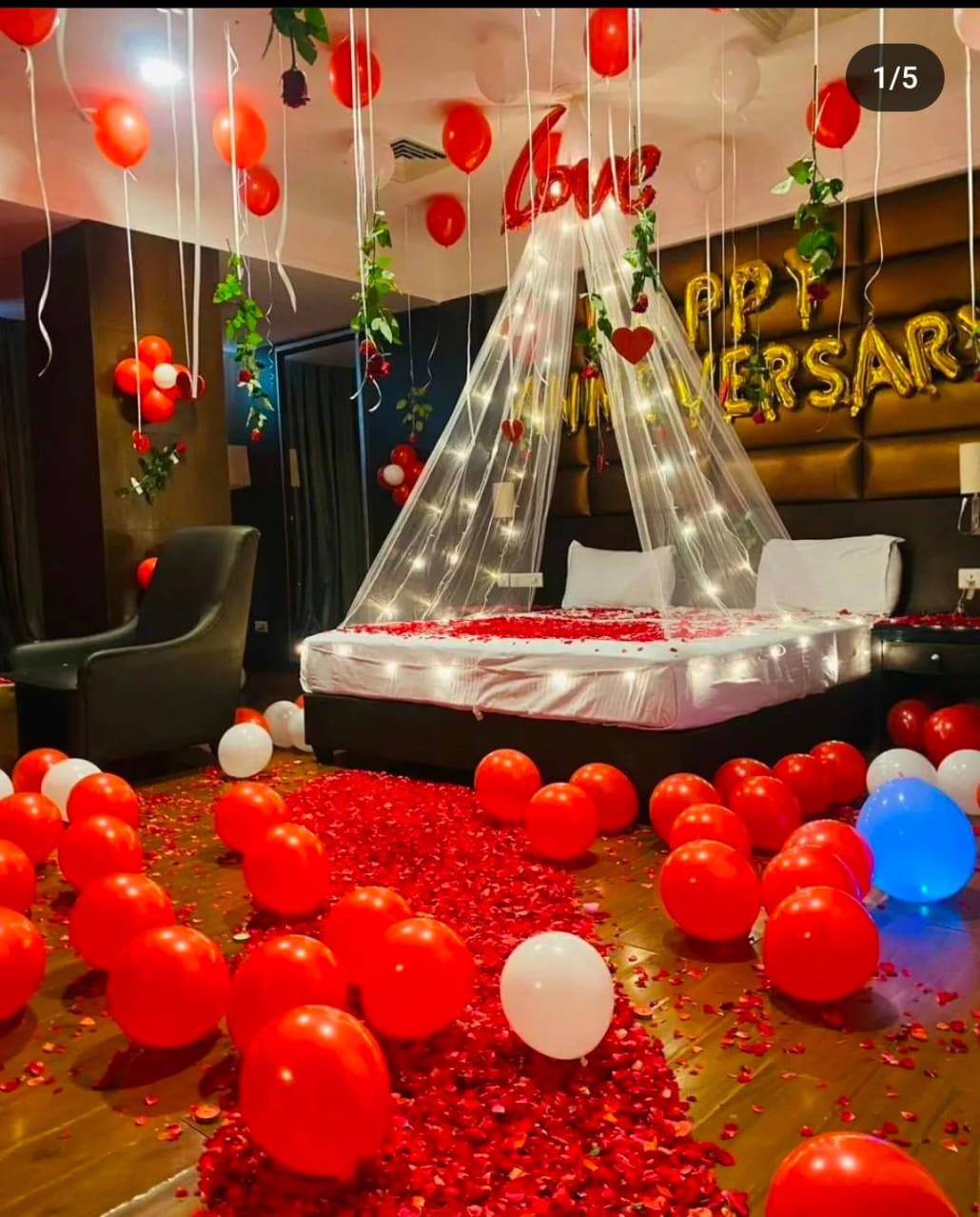 Red Room Canopy 'Love' Anniversary Surprise