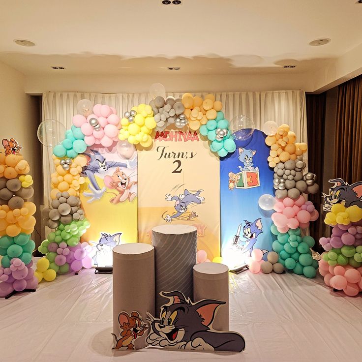 Tom & Jerry Adhyaa Turns 2 Pastel Arch