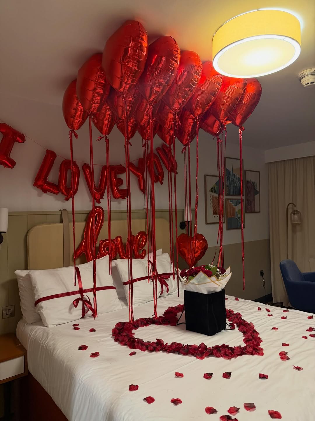 'I Love You' Heart Balloon Hotel Room Surprise