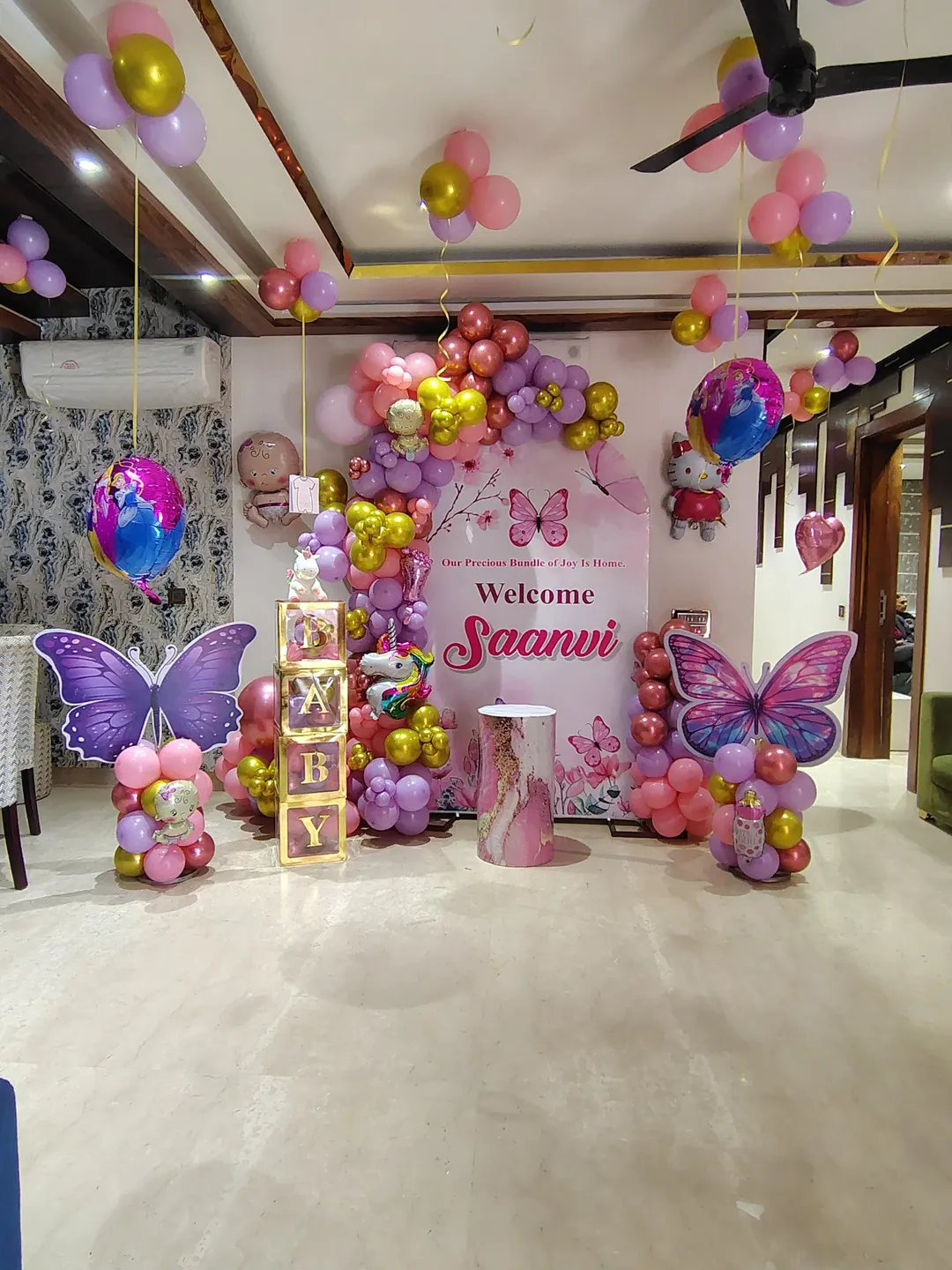 Butterfly Bloom Personalised Welcome Backdrop