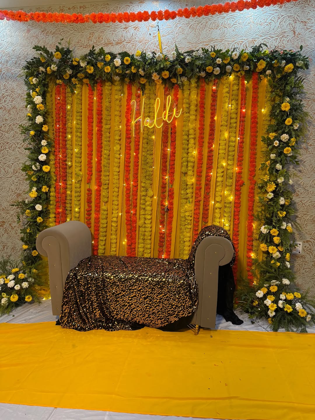 Marigold Curtain Haldi Frame