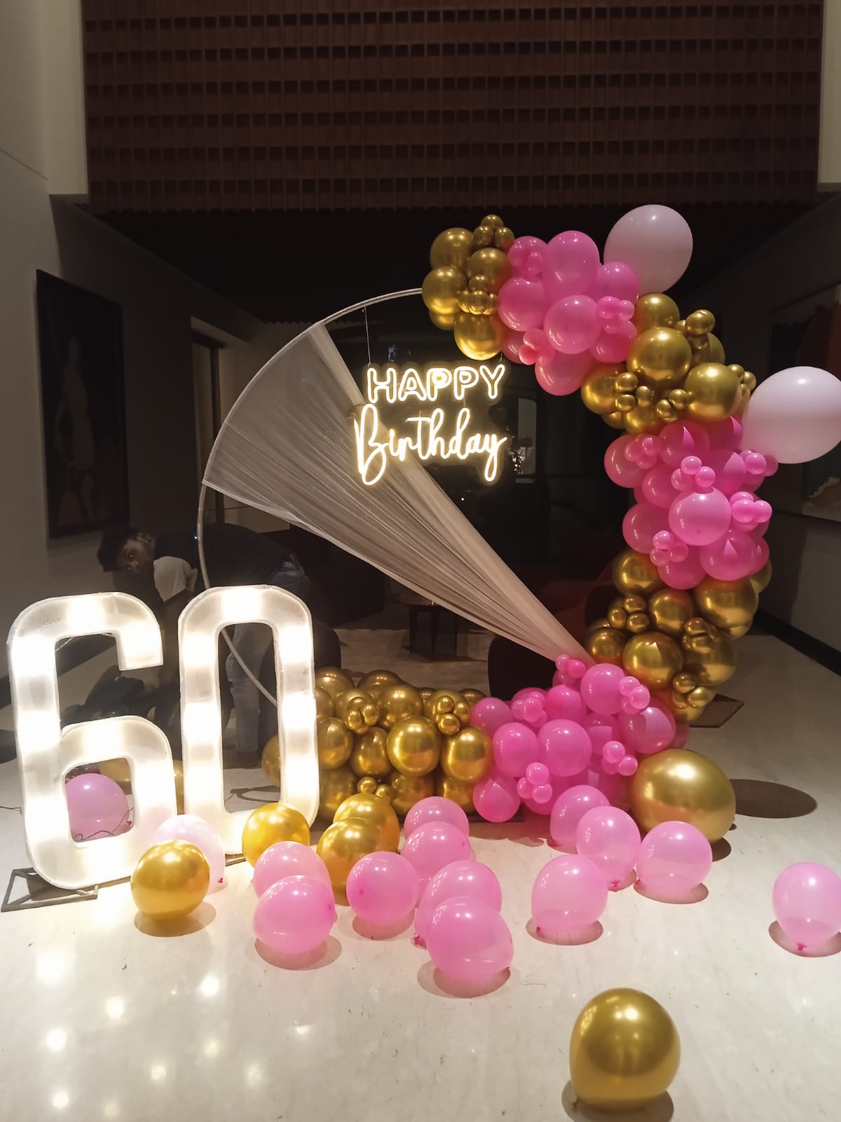 Elegant 60th Pink & Gold Birthday