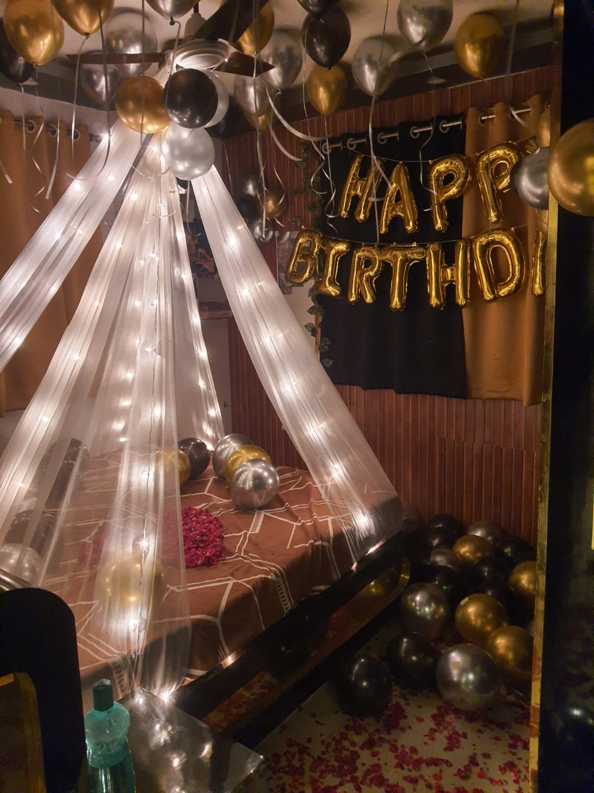Black Gold & Silver Canopy Birthday Room