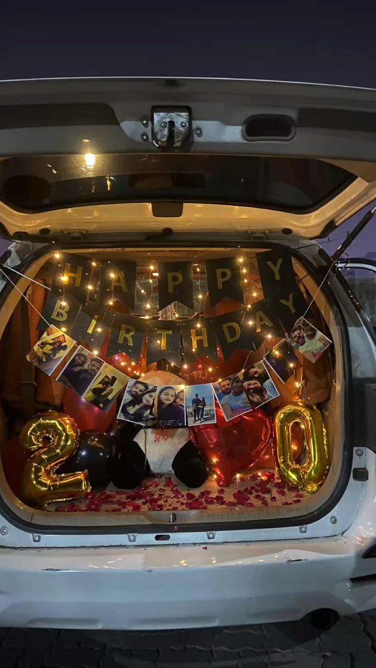 Black & Gold Photo String Number Car Boot Decoration