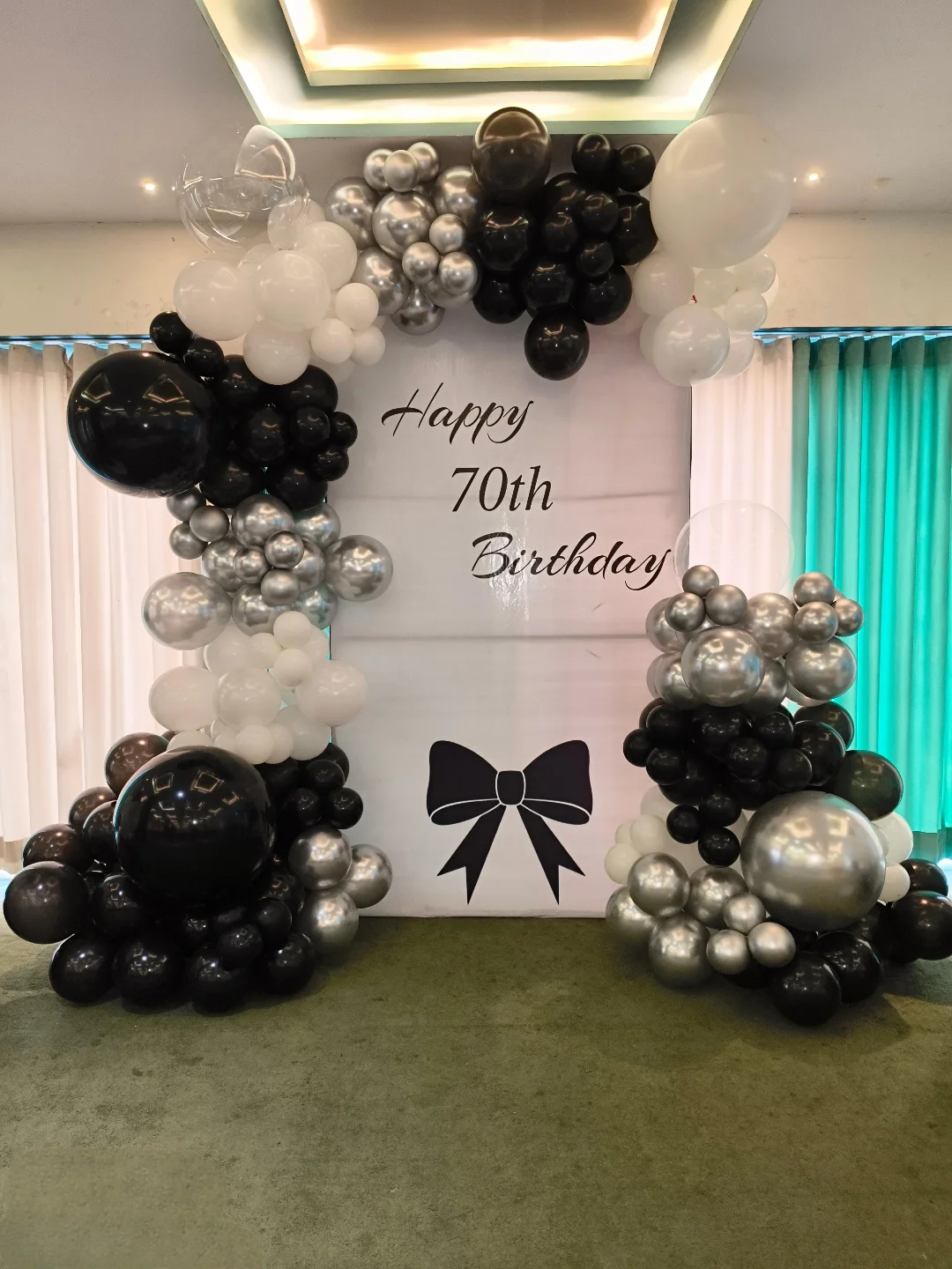 70th Birthday Black, White & Silver Setup