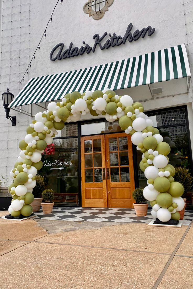 Olive Green & White Walk-Through Arch