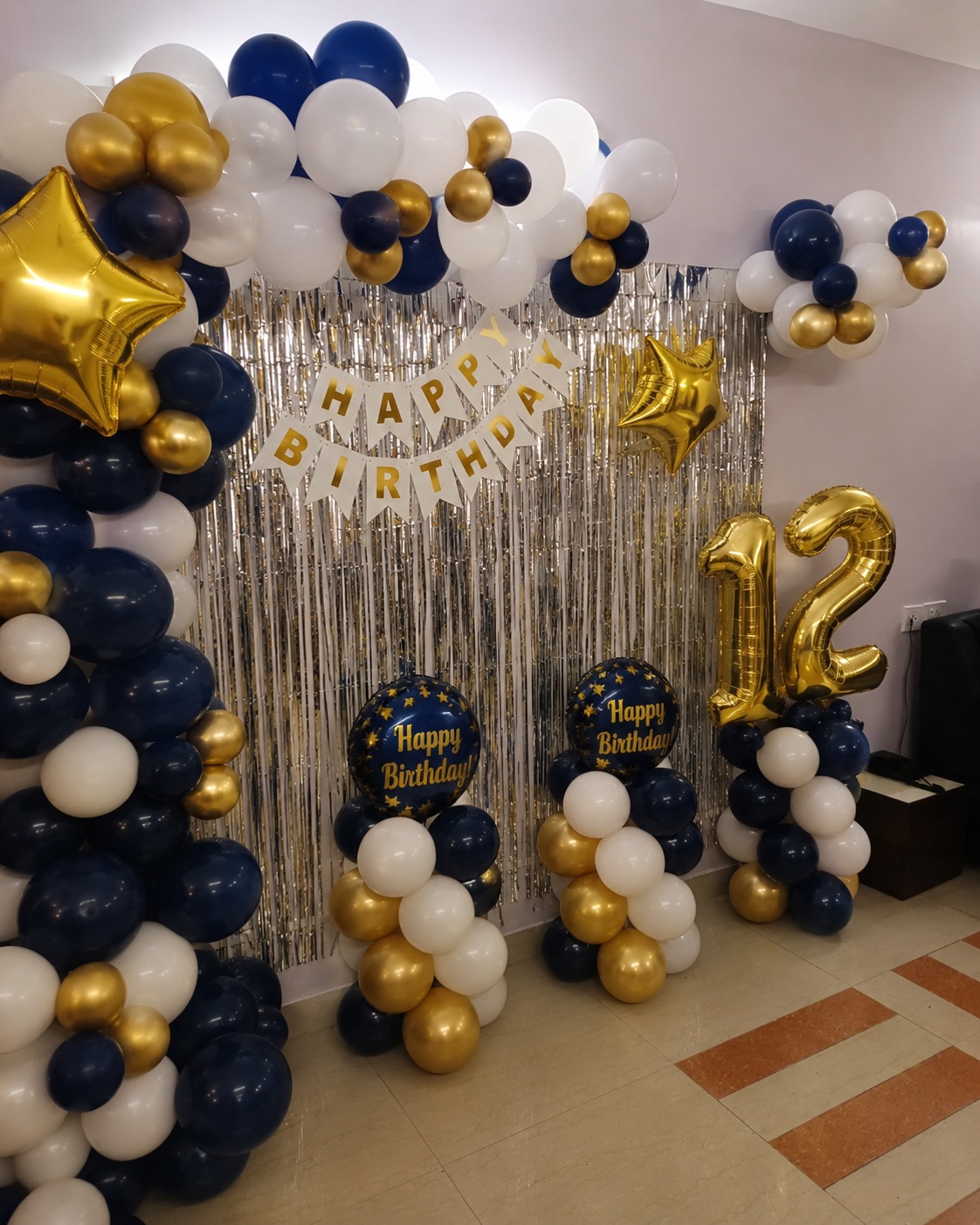 12th Navy Blue & Gold Chrome Birthday
