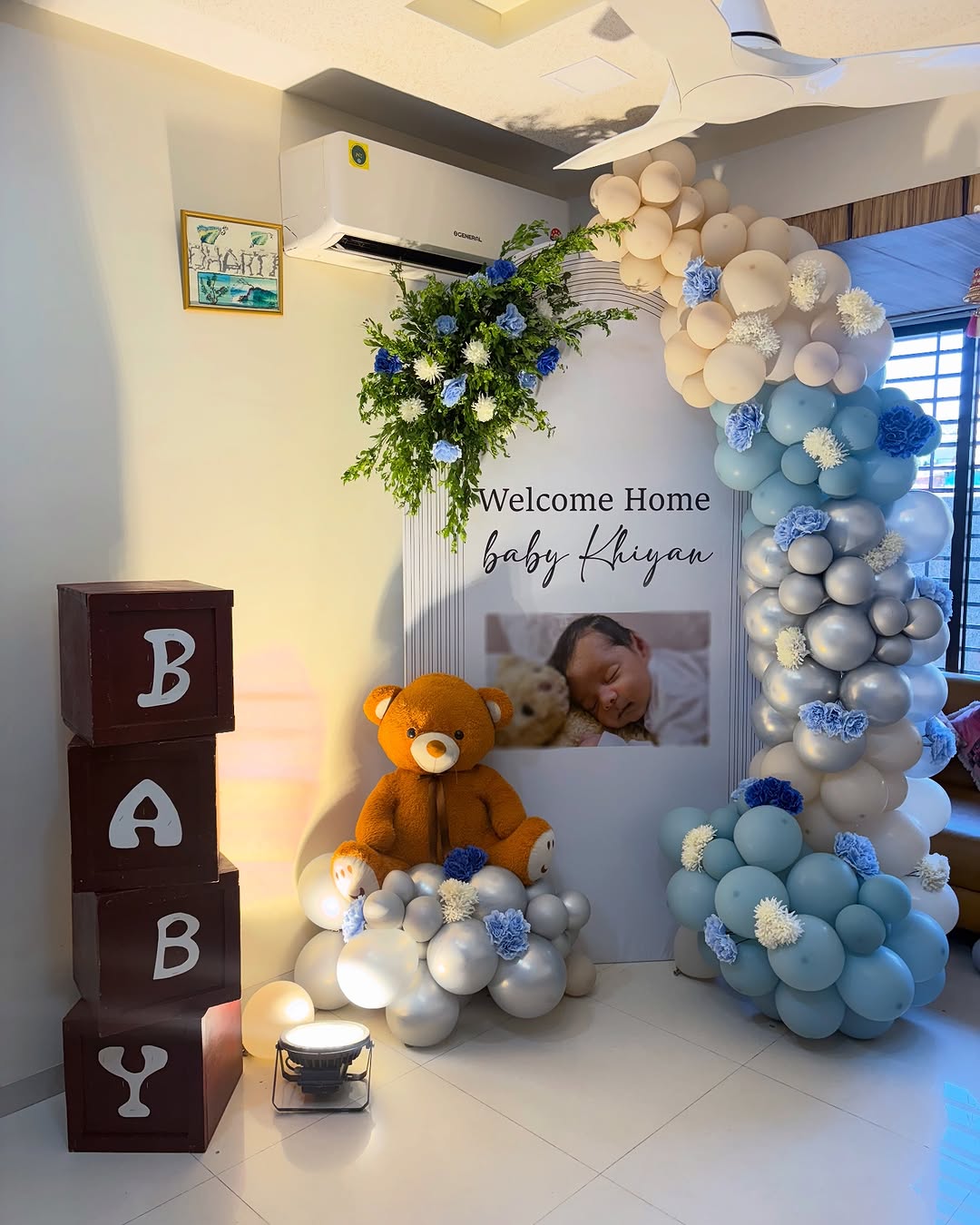 Personalised 'Welcome Home Baby' Floral Arch