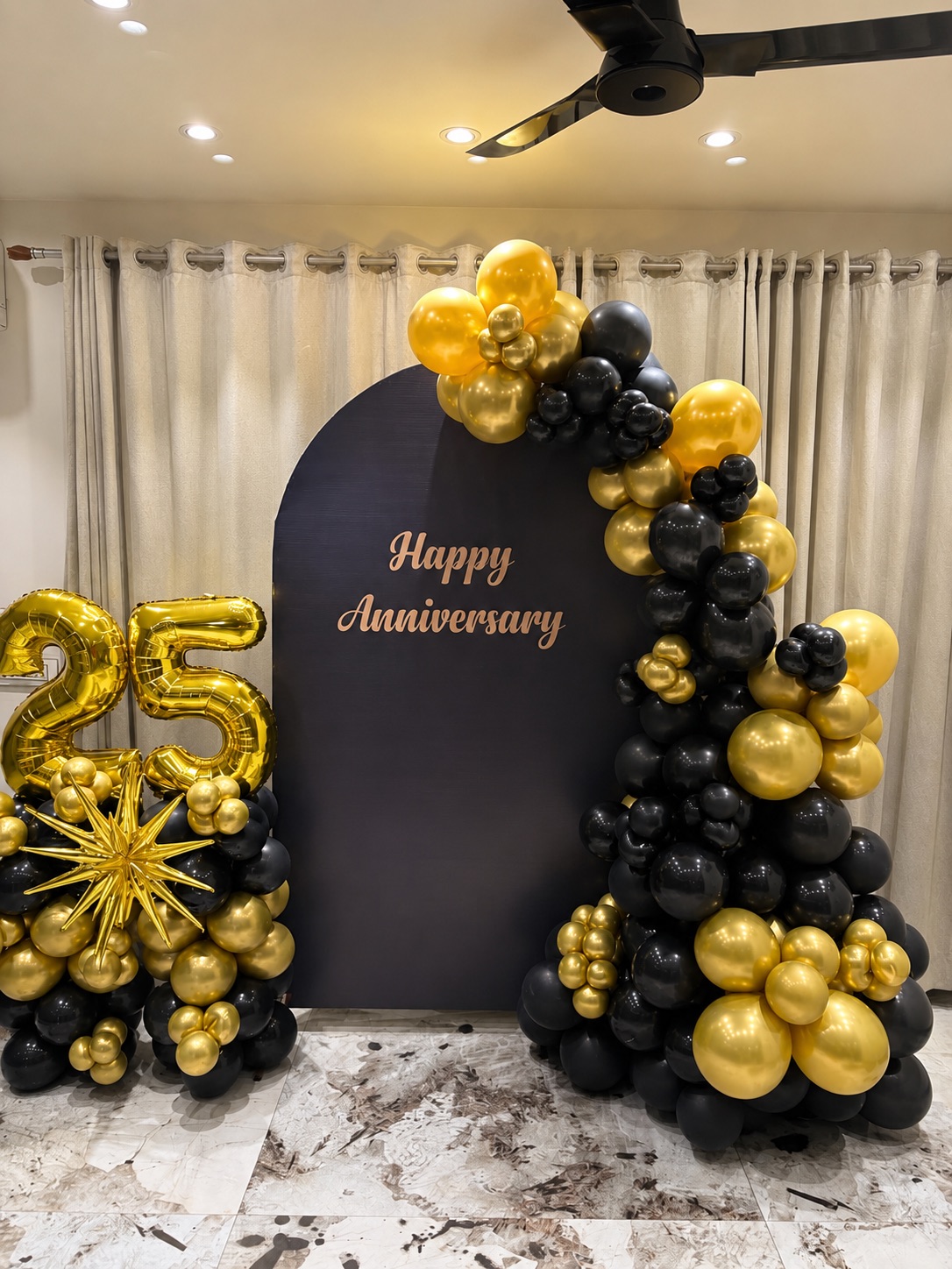 25th Black Arch Panel with Gold Starburst & Foil 25