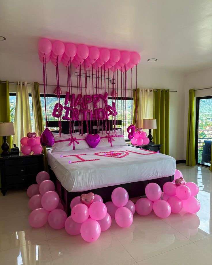 Hot Pink 'Happy Birthday' & I Love You Bedroom