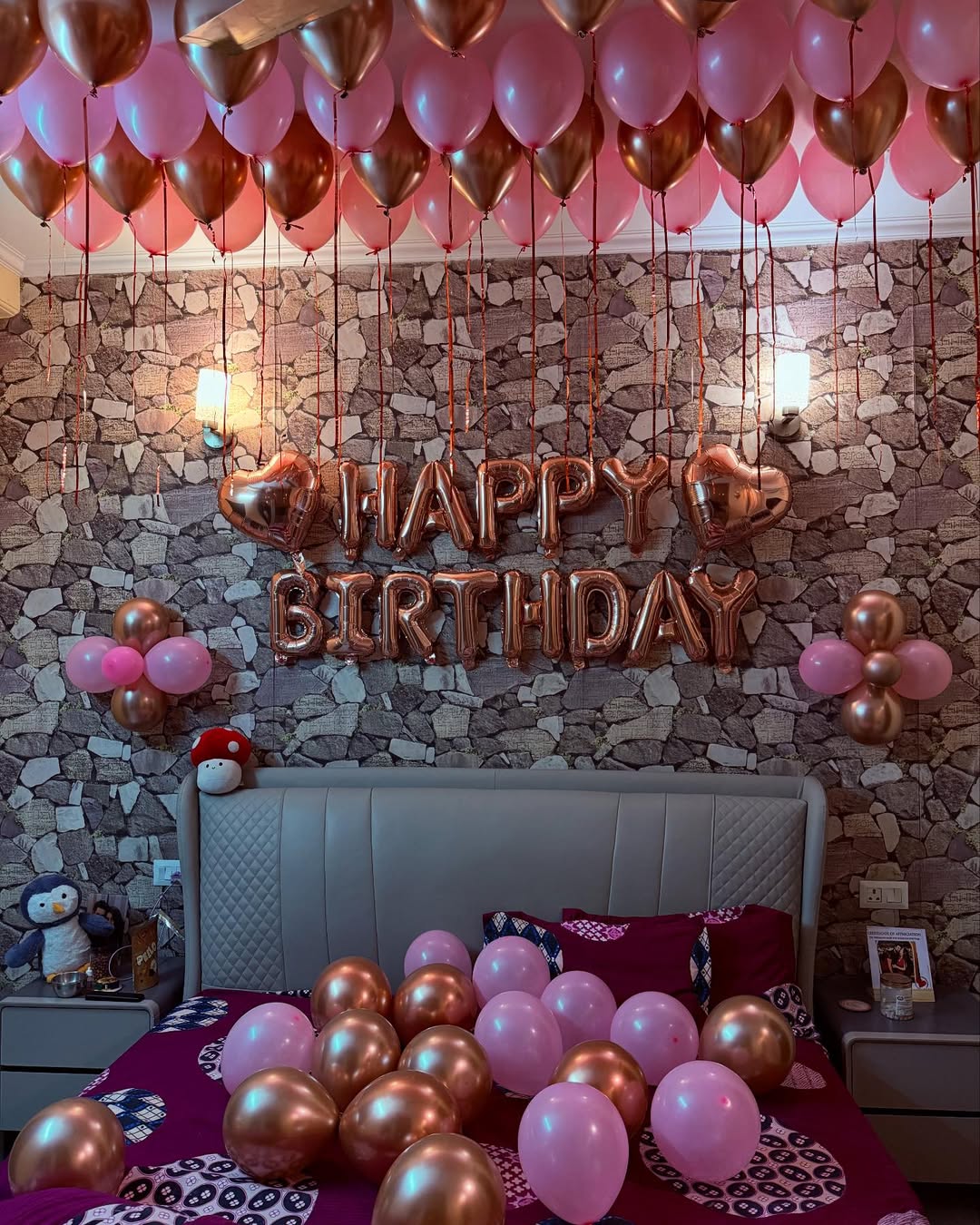 Essential Rose Gold Balloon Bedroom Decoration