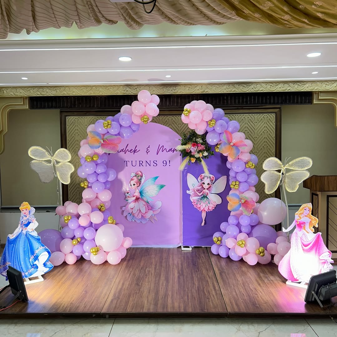 Fairy & Princess Twin 9th Birthday Stage Decor