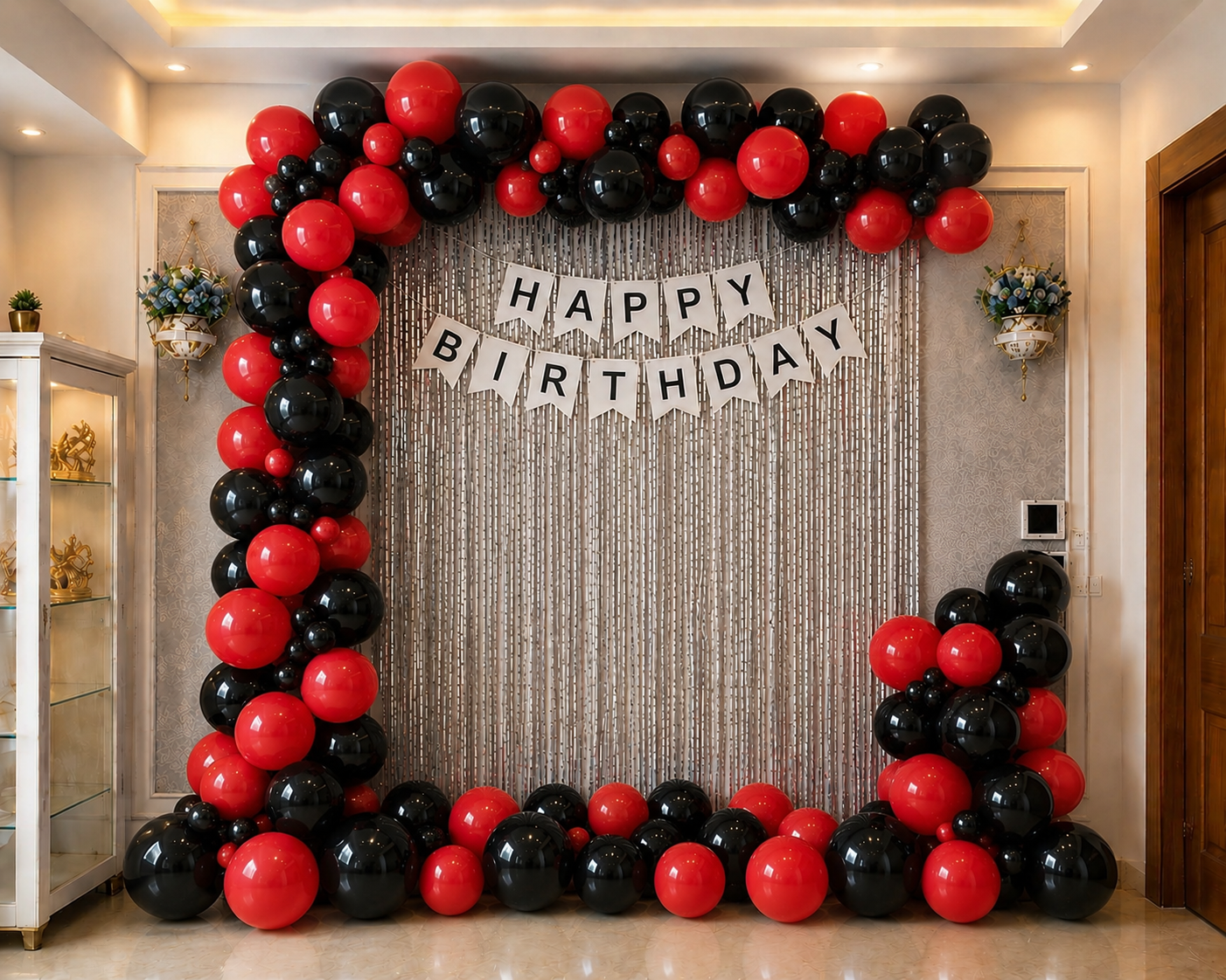 Red & Black Balloon Photo Frame Birthday